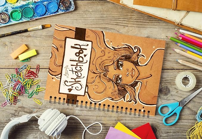 6 Pcs A5 Spiral Notebooks Journal with Kraft Cover, 5x8 Inches, Ruled Lined Paper, for Work, Sketches, Study, Notes Taking, Gifts, Brown (6 PCS(Lined))