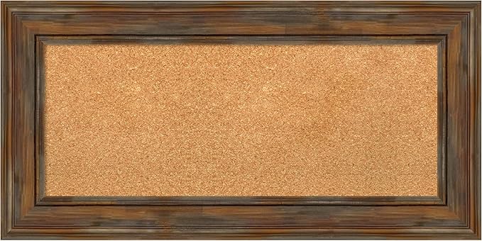 Amanti Art Natural Cork Board for Wall, 18x36 Vision Board with Brown Wood Frame, Medium Corkboard Office Decor for Home Organization, Country Rustic Corkboard Pinboard to Display Items for Home