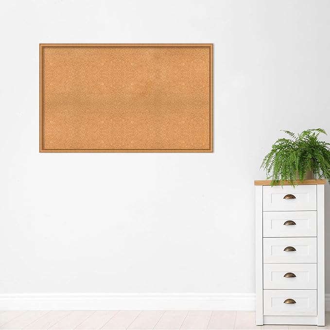 Amanti Art Natural Cork Board for Wall, 34x54 Vision Board with Bronze Frame, Oversize Corkboard Office Decor for Home Organization, Casual Corkboard Pinboard to Display Items for Home Organization
