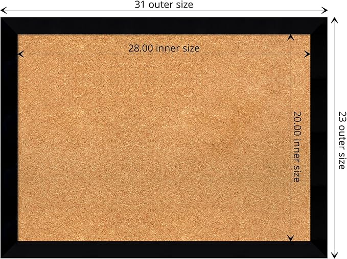 Amanti Art Natural Cork Board for Wall, 23x31 Vision Board with Black Wood Frame, Medium Corkboard Office Decor for Home Organization, Modern Contemporary Corkboard Pinboard to display items for home