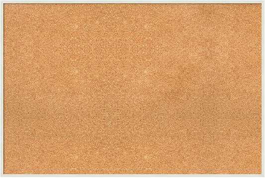 Amanti Art Natural Cork Board for Wall, 25x37 Vision Board with White Frame, Large Corkboard Office Decor for Home Organization, Modern Corkboard Pinboard to Display Items for Home Organization in