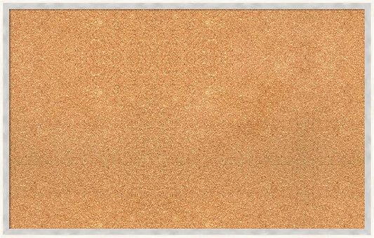 Amanti Art Natural Cork Board for Wall, 21x33 Vision Board with White Frame, Large Corkboard Office Decor for Home Organization, Modern Corkboard Pinboard to Display Items for Home Organization in