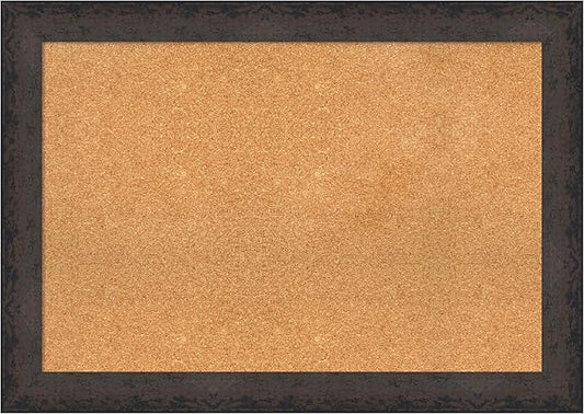 Amanti Art Natural Cork Board for Wall, 29x41 Vision Board with Black Wood Frame, Large Corkboard Office Decor for Home Organization, Modern Contemporary Corkboard Pinboard to display items for home