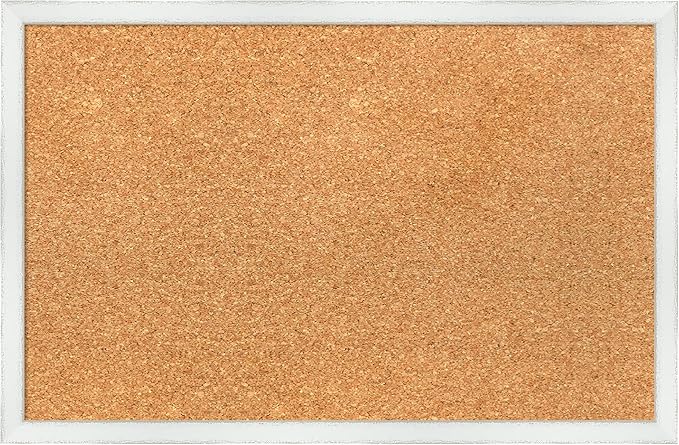 Amanti Art Natural Cork Board for Wall, 15x23 Vision Board with White Frame, Small Corkboard Office Decor for Home Organization, Country Rustic Corkboard Pinboard to Display Items for Home