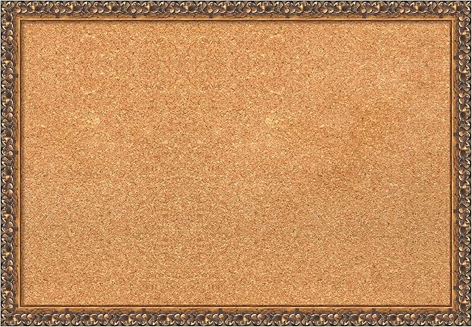 Amanti Art Natural Cork Board for Wall, 18x26 Vision Board with Bronze Frame, Medium Corkboard Office Decor for Home Organization, Traditional Corkboard Pinboard to Display Items for Home