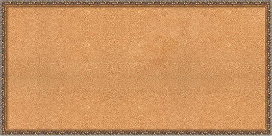 Amanti Art Natural Cork Board for Wall, 24x48 Vision Board with Bronze Frame, Oversize Corkboard Office Decor for Home Organization, Traditional Corkboard Pinboard to Display Items for Home