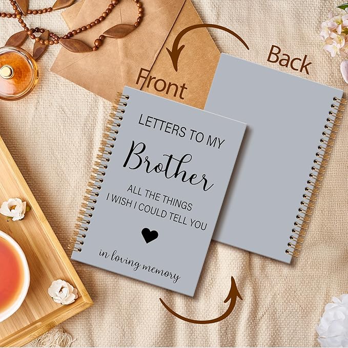 OINDADE Loss of Brother Sympathy Gifts Grief Notebook Journal, Letters to My Brother in Heaven Journal, Memorial Notebooks Gifts for Loss ofBrother, In Loving Memory Sympathy Gifts, 6x8.2In