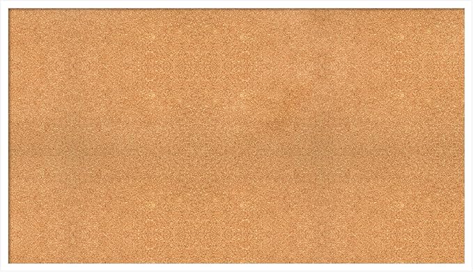 Amanti Art Natural Cork Board for Wall, 27x47 Vision Board with White Frame, Oversize Corkboard Office Decor for Home Organization, Modern Corkboard Pinboard to Display Items for Home Organization in