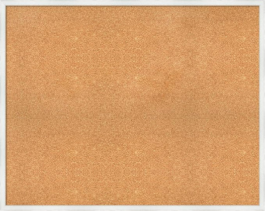 Amanti Art Natural Cork Board for Wall, 31x39 Vision Board with White Frame, X-Large Corkboard Office Decor for Home Organization, Country Rustic Corkboard Pinboard to Display Items for Home