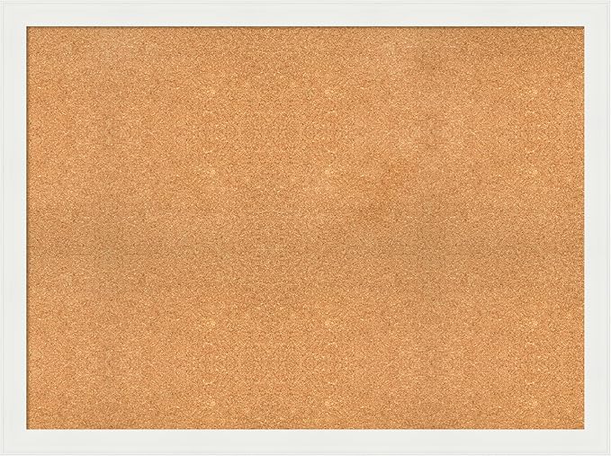 Amanti Art Natural Cork Board for Wall, 35x47 Vision Board with White Frame, Oversize Corkboard Office Decor for Home Organization, Casual Corkboard Pinboard to Display Items for Home Organization in