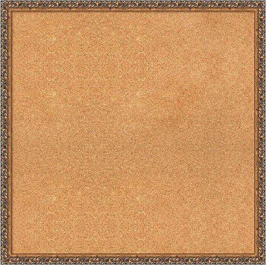 Amanti Art Natural Cork Board for Wall, 28x28 Vision Board with Bronze Frame, Large Corkboard Office Decor for Home Organization, Traditional Corkboard Pinboard to Display Items for Home Organization