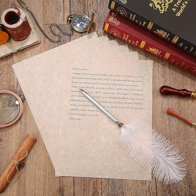 Epakh 150 Pcs Old Age Parchment Paper 8.5 x 11 Inch Standard Letter Vintage Colored Old Parchment Semblance Double Side Printing Paper (Dark Beige)