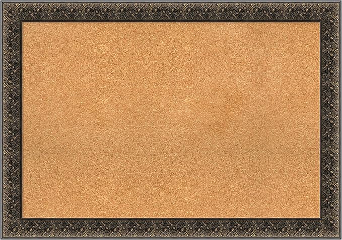 Amanti Art Natural Cork Board for Wall, 29x41 Vision Board with Black Wood Frame, Large Corkboard Office Decor for Home Organization, Traditional Corkboard Pinboard to display items for home