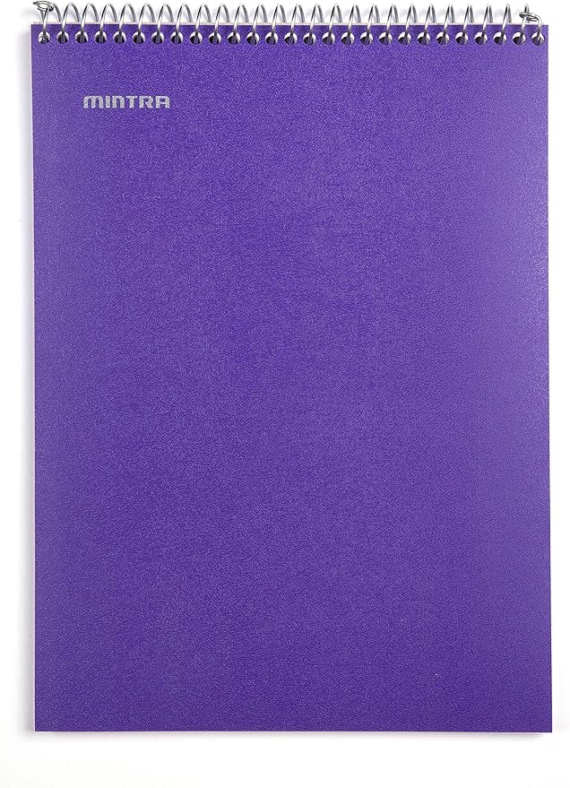 Mintra Office TOP BOUND Durable Spiral Notebooks (Teal, Purple, White, College Ruled 3pk)