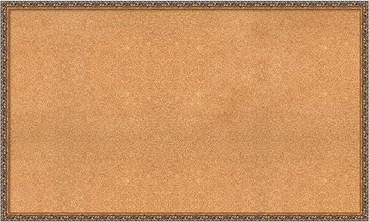 Amanti Art Natural Cork Board for Wall, 30x50 Vision Board with Bronze Frame, Oversize Corkboard Office Decor for Home Organization, Traditional Corkboard Pinboard to Display Items for Home