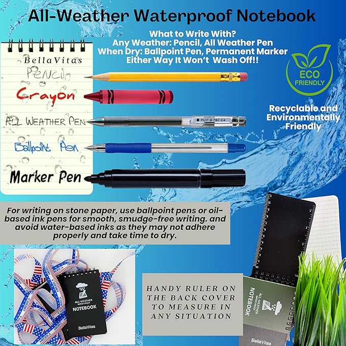 Waterproof 3x5 Notebook Pocket Notebook Small Spiral Notebooks Pocket Notepad Small Notepad 3x5 Pocket Notepad Police Notepad Tactical Notebook and All-Weather pen 4 Pack Green