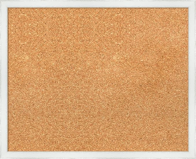 Amanti Art Natural Cork Board for Wall, 17x21 Vision Board with White Frame, Small Corkboard Office Decor for Home Organization, Country Rustic Corkboard Pinboard to Display Items for Home