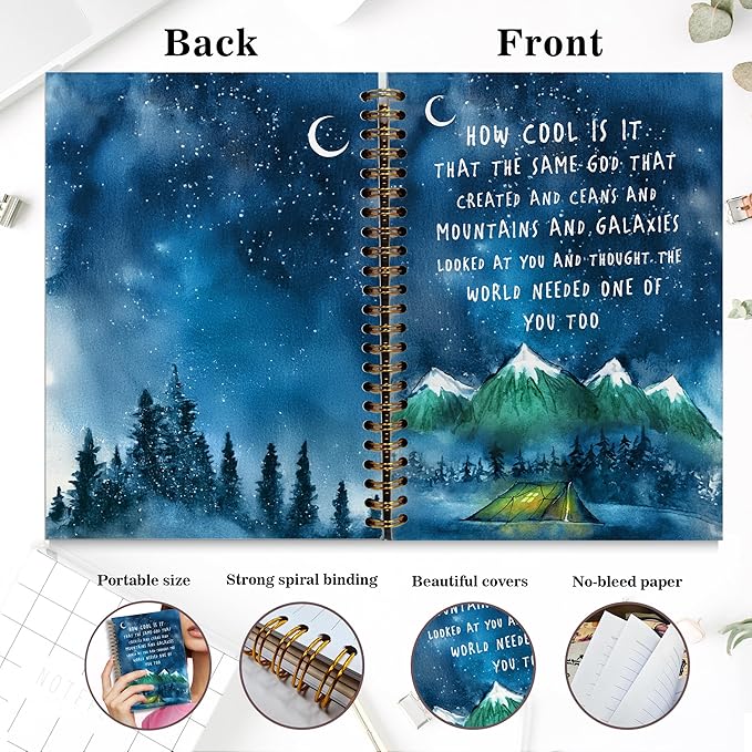 Bible Notebook, A5 Spiral Christian Journal with Floral Pink Butterfly Notebook, Bible Verse-How Cool Is It That the Same God, Inspirational Notebooks for Women, Bible Study, Gift for Birthday Christmas, Office Supplies (Green)