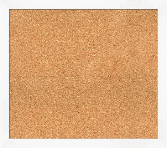 Amanti Art Natural Cork Board for Wall, 31x35 Vision Board with White Frame, Large Corkboard Office Decor for Home Organization, Modern Corkboard Pinboard to Display Items for Home Organization in