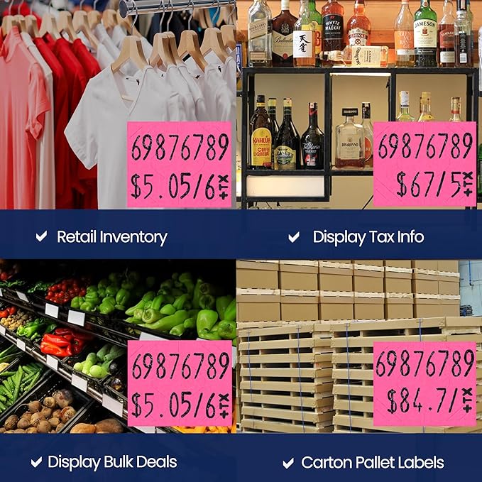 Perco Fuorescent Pink Pricing Labels for Monarch 1136 Price Gun – 3 Sleeves, 24 Rolls Value Pack - 42,000 Price Marking Labels – with Ink Rolls Included