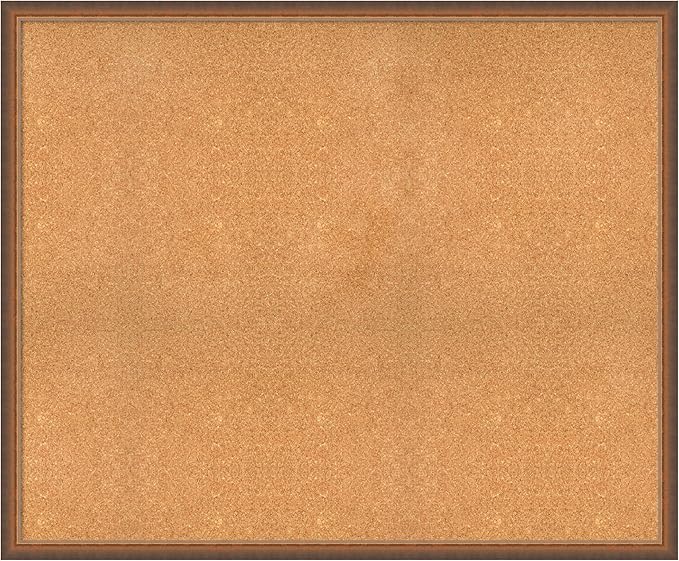 Amanti Art Natural Cork Board for Wall, 38x46 Vision Board with Bronze Frame, Oversize Corkboard Office Decor for Home Organization, Modern Corkboard Pinboard to Display Items for Home Organization