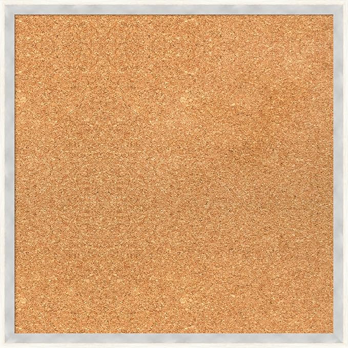 Amanti Art Natural Cork Board for Wall, 19x19 Vision Board with White Frame, Small Corkboard Office Decor for Home Organization, Modern Corkboard Pinboard to Display Items for Home Organization in
