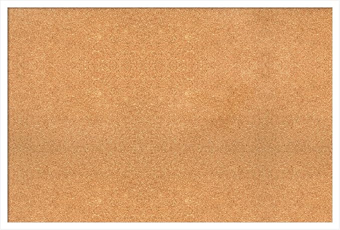 Amanti Art Natural Cork Board for Wall, 25x37 Vision Board with White Frame, Large Corkboard Office Decor for Home Organization, Modern Corkboard Pinboard to Display Items for Home Organization in