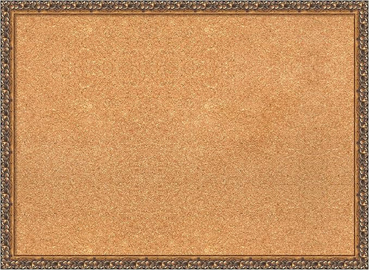 Amanti Art Natural Cork Board for Wall, 22x30 Vision Board with Bronze Frame, Medium Corkboard Office Decor for Home Organization, Traditional Corkboard Pinboard to Display Items for Home
