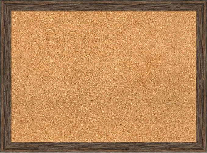 Amanti Art Natural Cork Board for Wall, 23x31 Vision Board with Brown Wood Frame, Medium Corkboard Office Decor for Home Organization, Rustic Farmhouse Corkboard Pinboard to display items for home