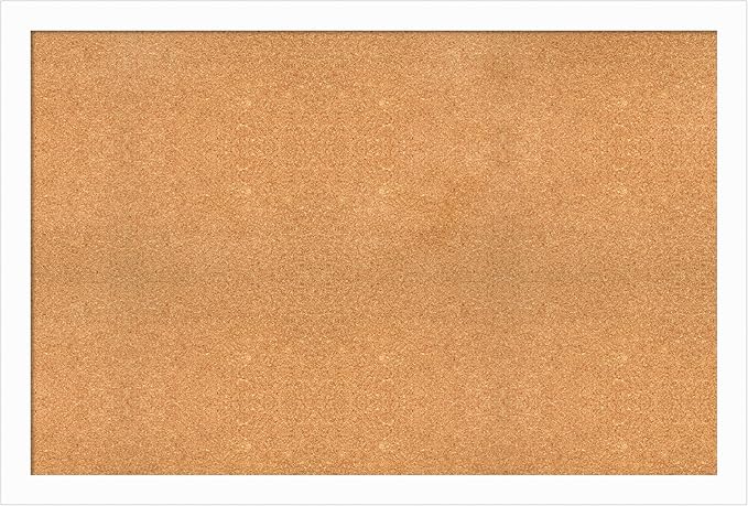 Amanti Art Natural Cork Board for Wall, 33x49 Vision Board with White Frame, Oversize Corkboard Office Decor for Home Organization, Casual Corkboard Pinboard to Display Items for Home Organization in
