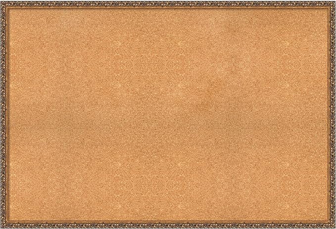 Amanti Art Natural Cork Board for Wall, 34x50 Vision Board with Bronze Frame, Oversize Corkboard Office Decor for Home Organization, Traditional Corkboard Pinboard to Display Items for Home
