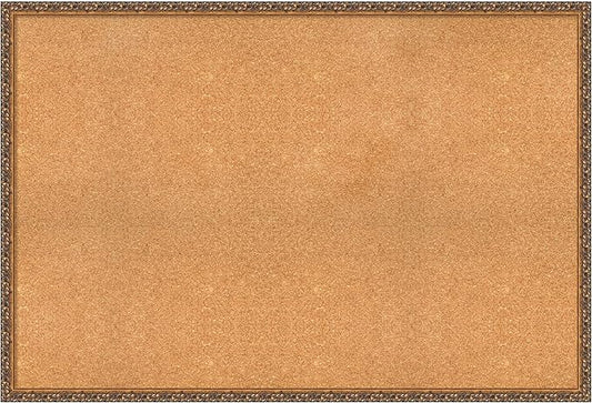 Amanti Art Natural Cork Board for Wall, 34x50 Vision Board with Bronze Frame, Oversize Corkboard Office Decor for Home Organization, Traditional Corkboard Pinboard to Display Items for Home