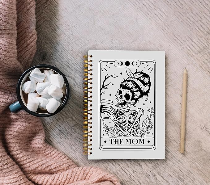 The Mom Tarot Journal Notebook - Mom Gifts, Mothers Day Gifts for Mom from Daughter Son, Gothic Skeleton Mom Notebook Journal, Goth Gifts for Women, Witchy Journal, Spiral Notebook 5.5x8.3