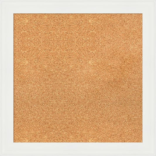 Amanti Art Natural Cork Board for Wall, 23x23 Vision Board with White Frame, Medium Corkboard Office Decor for Home Organization, Casual Corkboard Pinboard to Display Items for Home Organization in