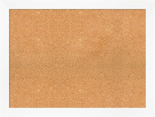 Amanti Art Natural Cork Board for Wall, 25x33 Vision Board with White Frame, Large Corkboard Office Decor for Home Organization, Modern Corkboard Pinboard to Display Items for Home Organization in