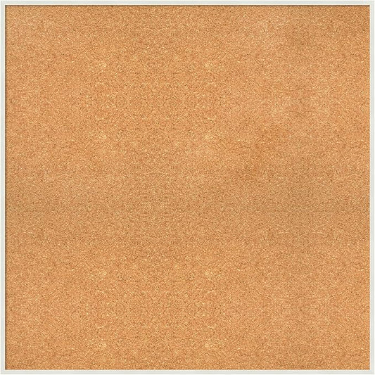 Amanti Art Natural Cork Board for Wall, 33x33 Vision Board with White Frame, Large Corkboard Office Decor for Home Organization, Modern Corkboard Pinboard to Display Items for Home Organization in