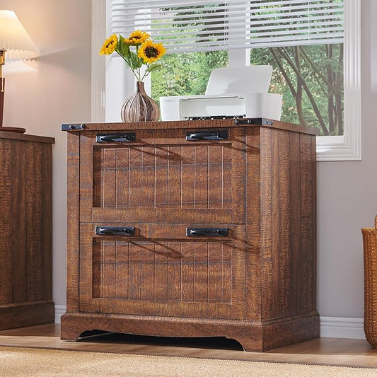 RedLemon File Cabinet with 2 Drawers, Farmhouse 30" Filing Cabinets with Hanging File Folders for A4/Letter/Legal Size Documents,Office Storage Cabinet for Living Room(Reclaimed Barnwood Color)