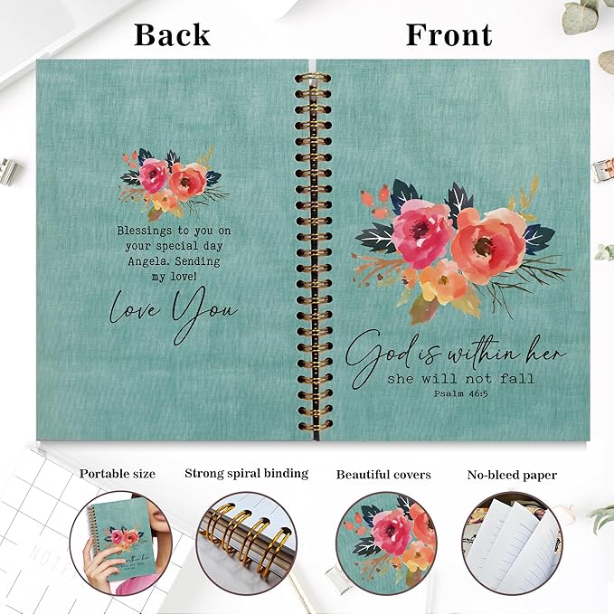 YOU FOUND ME Bible Notebook, A5 Spiral Christian Journal, Bible Verse-God is Within Her She Will Not Fall, Inspirational Notebooks for Women, Bible Study, Gift for Birthday Christmas, Office Supplies