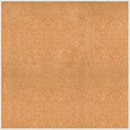 Amanti Art Natural Cork Board for Wall, 37x37 Vision Board with White Frame, Oversize Corkboard Office Decor for Home Organization, Modern Corkboard Pinboard to Display Items for Home Organization in