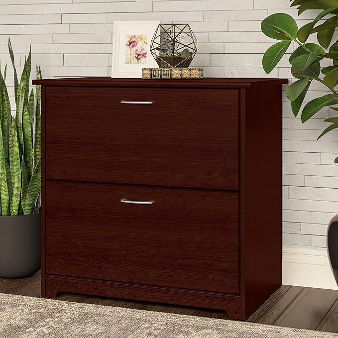 Bush Furniture Cabot 2 Drawer Lateral File Cabinet in Harvest Cherry, Home Office Chest for Letter, Legal, and A4-size Document Storage
