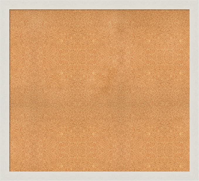 Amanti Art Natural Cork Board for Wall, 39x43 Vision Board with White Frame, Oversize Corkboard Office Decor for Home Organization, Country Rustic Corkboard Pinboard to Display Items for Home