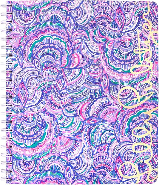 Lilly Pulitzer Large Blue Hardcover Spiral Notebook, 11" x 9.5" with 160 College Ruled Pages, Happy As A Clam