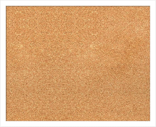 Amanti Art Natural Cork Board for Wall, 17x21 Vision Board with White Frame, Small Corkboard Office Decor for Home Organization, Modern Corkboard Pinboard to Display Items for Home Organization in