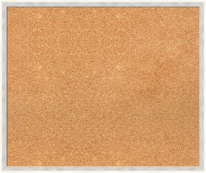 Amanti Art Natural Cork Board for Wall, 21x25 Vision Board with White Frame, Medium Corkboard Office Decor for Home Organization, Modern Corkboard Pinboard to Display Items for Home Organization in