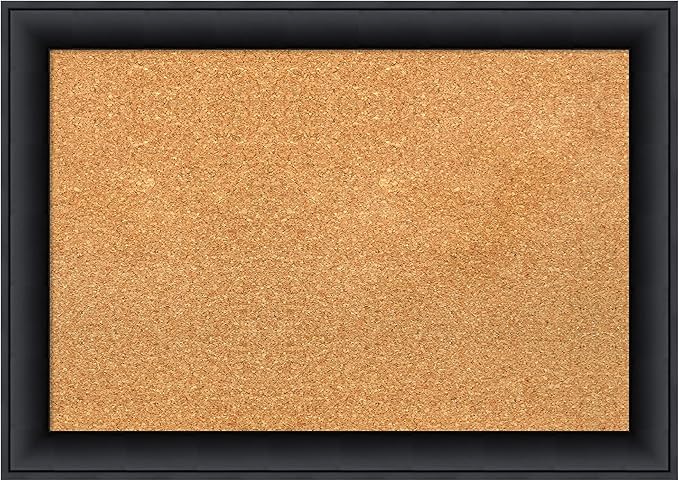Amanti Art Natural Cork Board for Wall, 19x27 Vision Board with Black Wood Frame, Medium Corkboard Office Decor for Home Organization, Modern Contemporary Corkboard Pinboard to display items for home