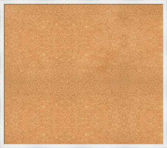 Amanti Art Natural Cork Board for Wall, 31x35 Vision Board with White Frame, Large Corkboard Office Decor for Home Organization, Country Rustic Corkboard Pinboard to Display Items for Home