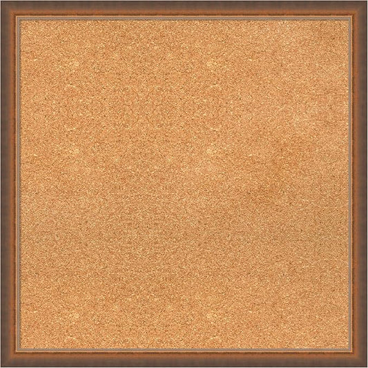 Amanti Art Natural Cork Board for Wall, 26x26 Vision Board with Bronze Frame, Medium Corkboard Office Decor for Home Organization, Modern Corkboard Pinboard to Display Items for Home Organization in