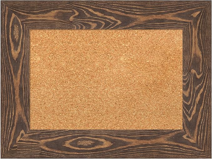 Amanti Art Natural Cork Board for Wall, 18x24 Vision Board with Brown Wood Frame, Small Corkboard Office Decor for Home Organization, Country Rustic Corkboard Pinboard to Display Items for Home