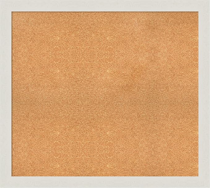 Amanti Art Natural Cork Board for Wall, 33x37 Vision Board with White Frame, Large Corkboard Office Decor for Home Organization, Country Rustic Corkboard Pinboard to Display Items for Home