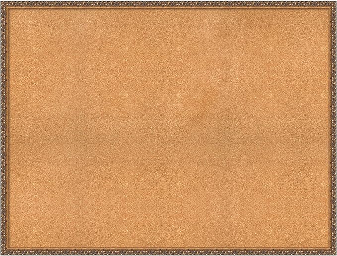 Amanti Art Natural Cork Board for Wall, 38x50 Vision Board with Bronze Frame, Oversize Corkboard Office Decor for Home Organization, Traditional Corkboard Pinboard to Display Items for Home